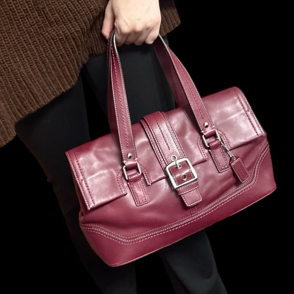 Coach Burgundy Hamilton Satchel Bag (Rare color!) - Picture 2 of 5